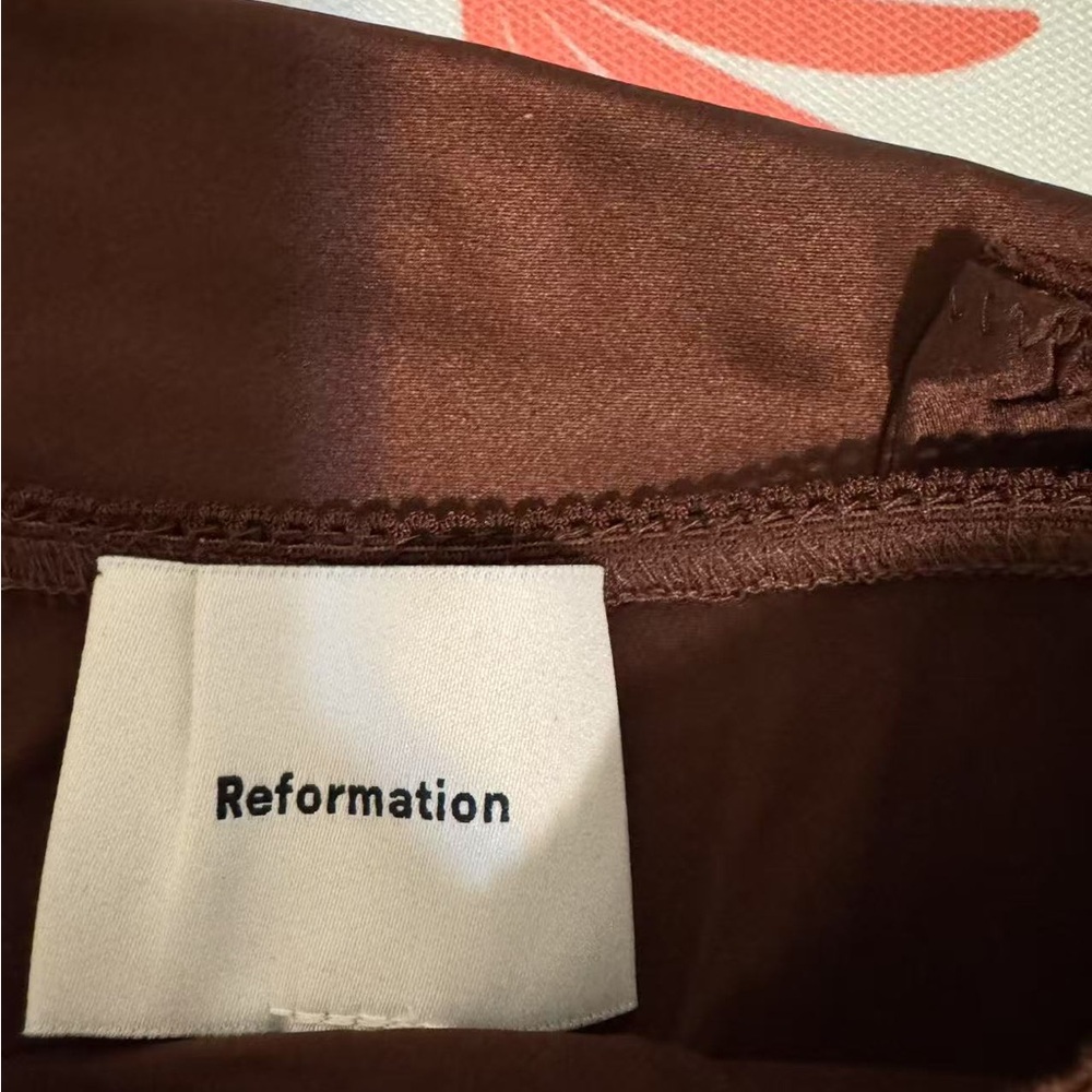 🖤Reformation Layla Silk Skirt Brown - Picture 4 of 5